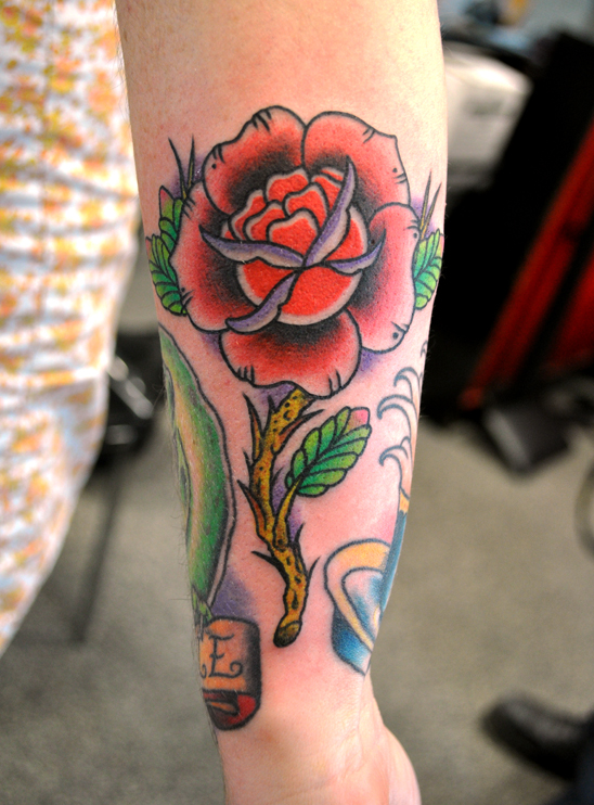 Traditional Rose Tattoo By Steve Fawley 