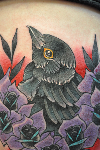 Blackbird and Roses by Josh Hoffman | Living Arts Tattoo, New Hope, Pa.